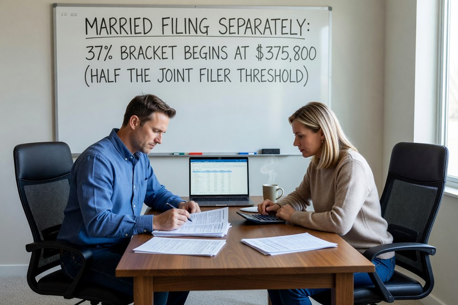 Visual chart showing 2026 federal tax bracket income ranges for single and joint filers