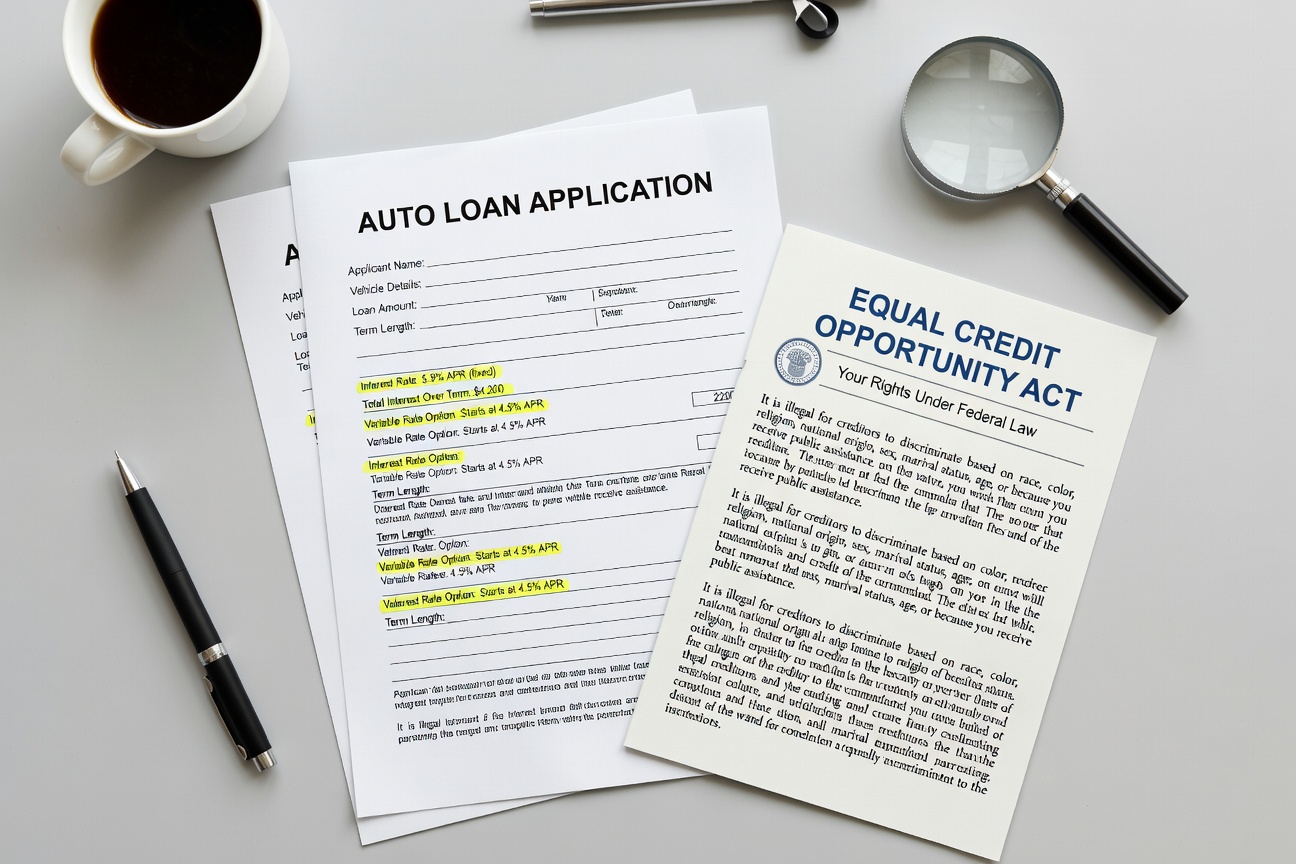 auto loan discrimination Equal Credit Opportunity Act ECOA documents