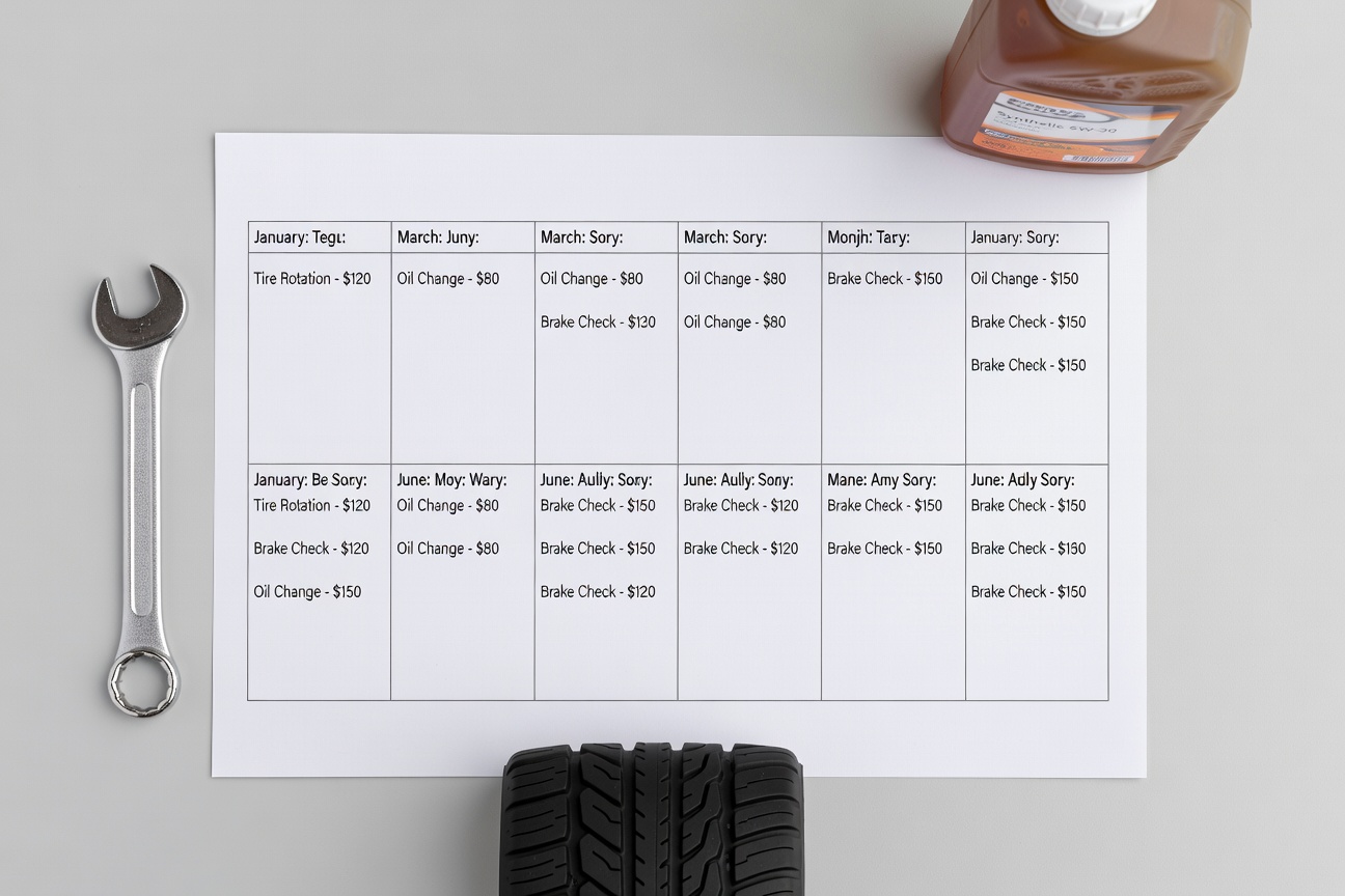 car maintenance schedule monthly budget calendar planning