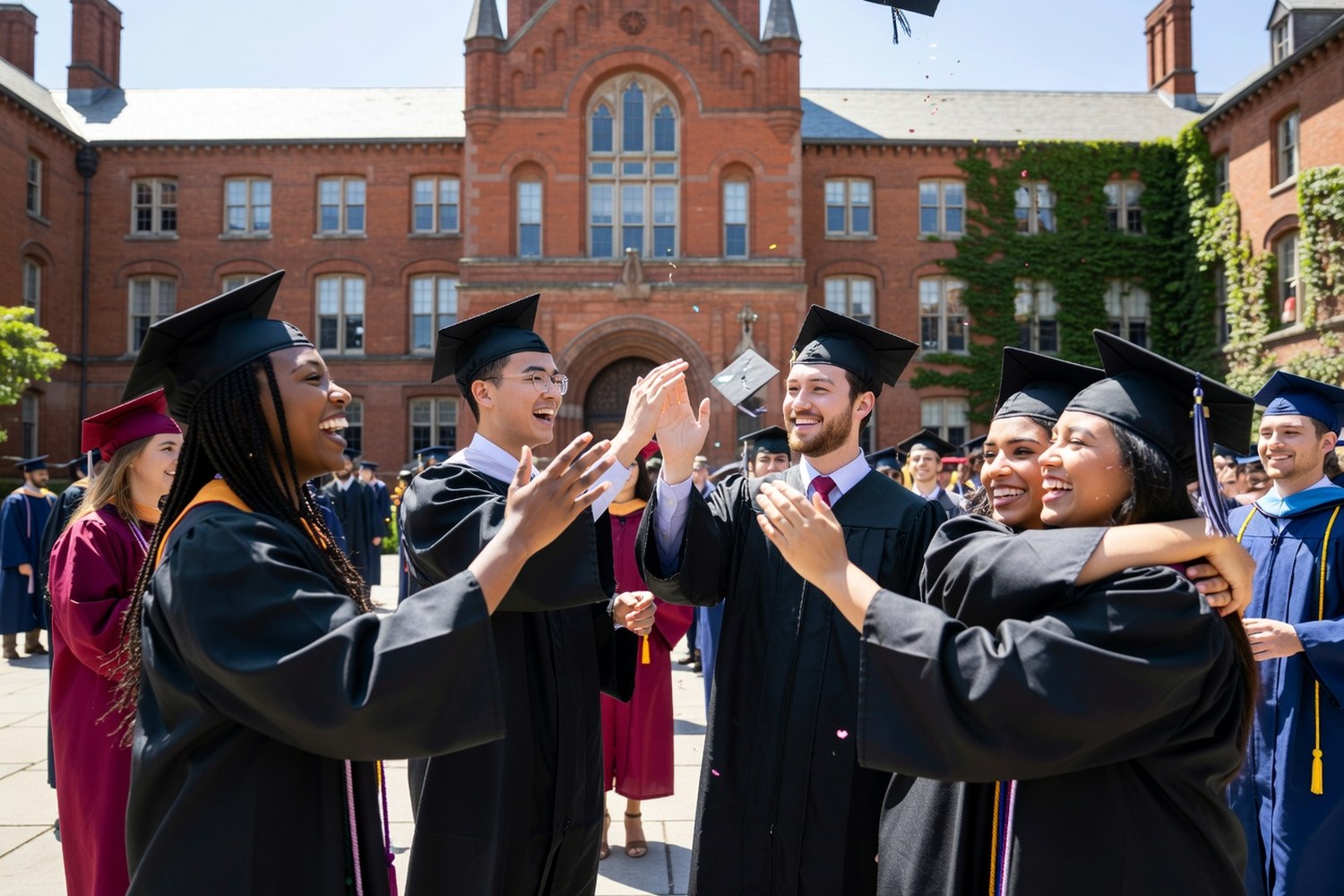 College graduates celebrating at commencement after managing federal student loans