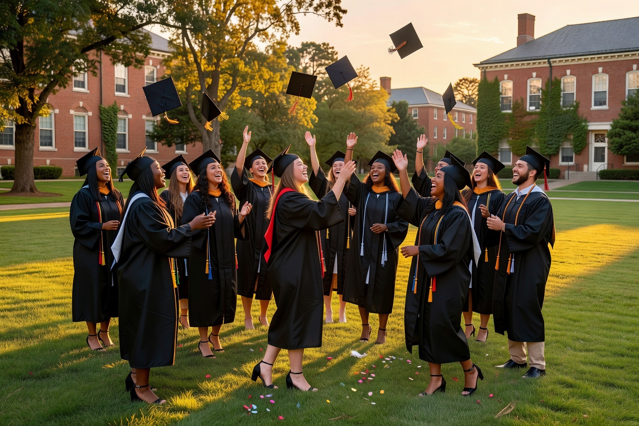 college graduates celebrating managing student loan repayment
