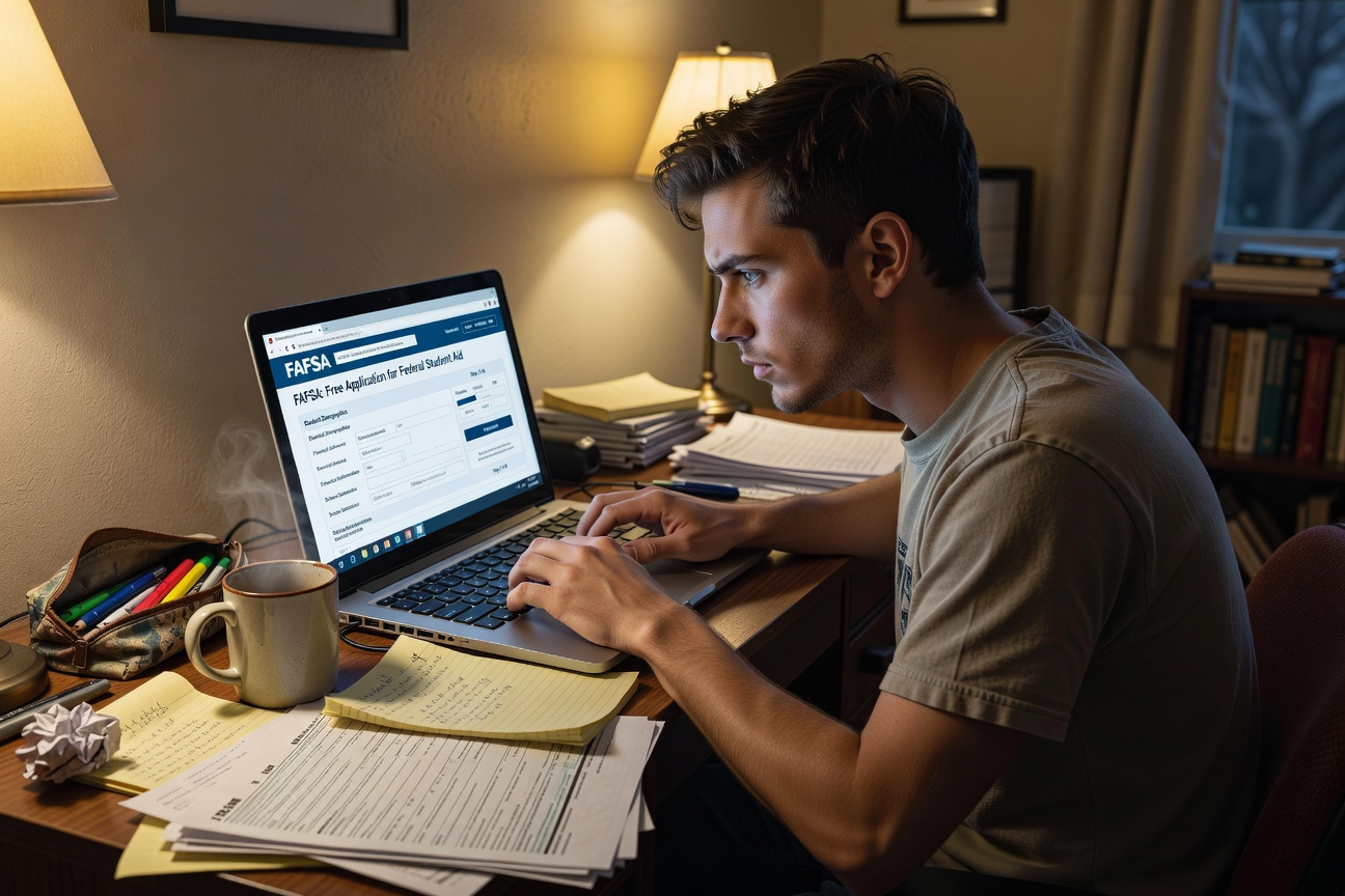 student completing FAFSA federal financial aid application