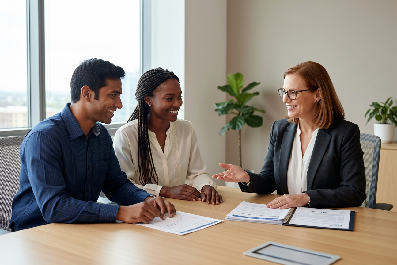 couple meeting financial advisor student debt marriage planning