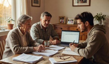 three generations discussing money mindset work and finances