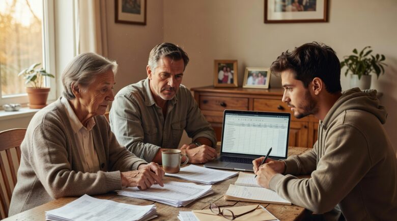 three generations discussing money mindset work and finances