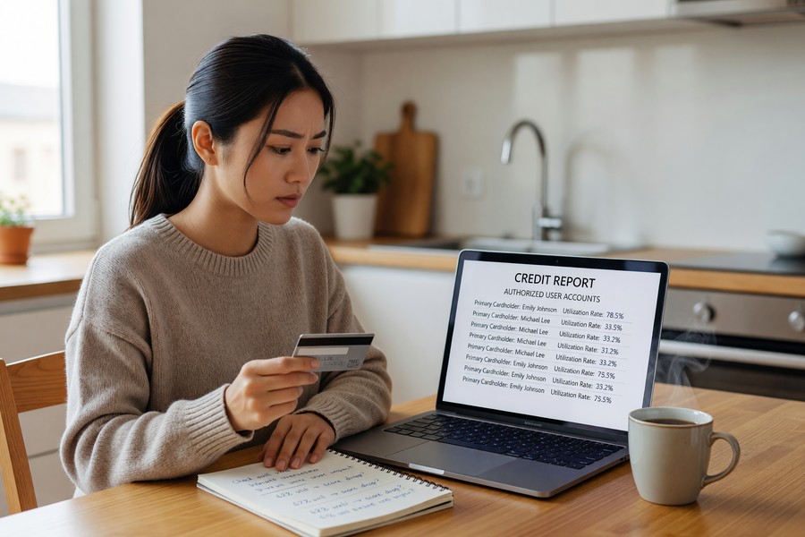 Split diagram showing per-card utilization vs. overall utilization calculation