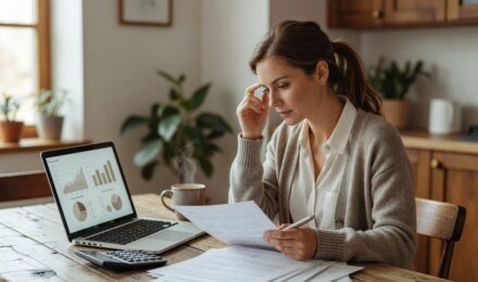 Person reviewing and negotiating medical bills at a desk with healthcare documents