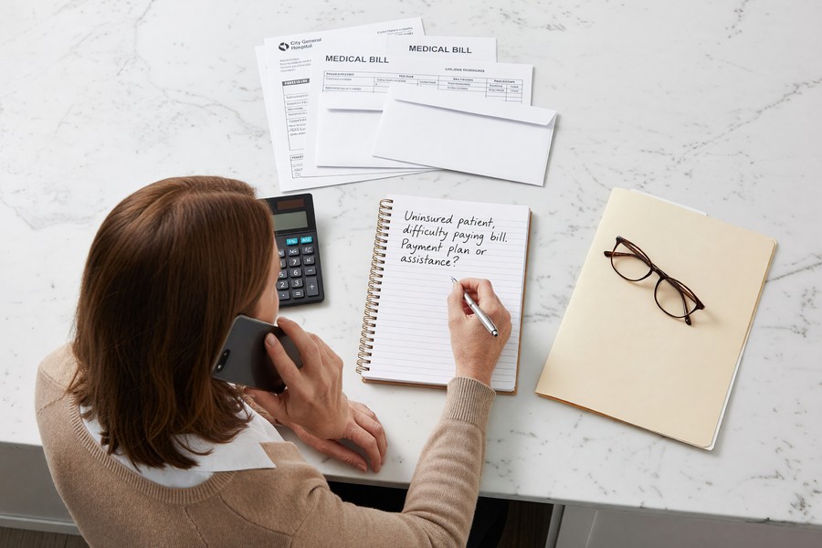 Step-by-step flowchart of the medical bill negotiation process from itemized bill to settlement