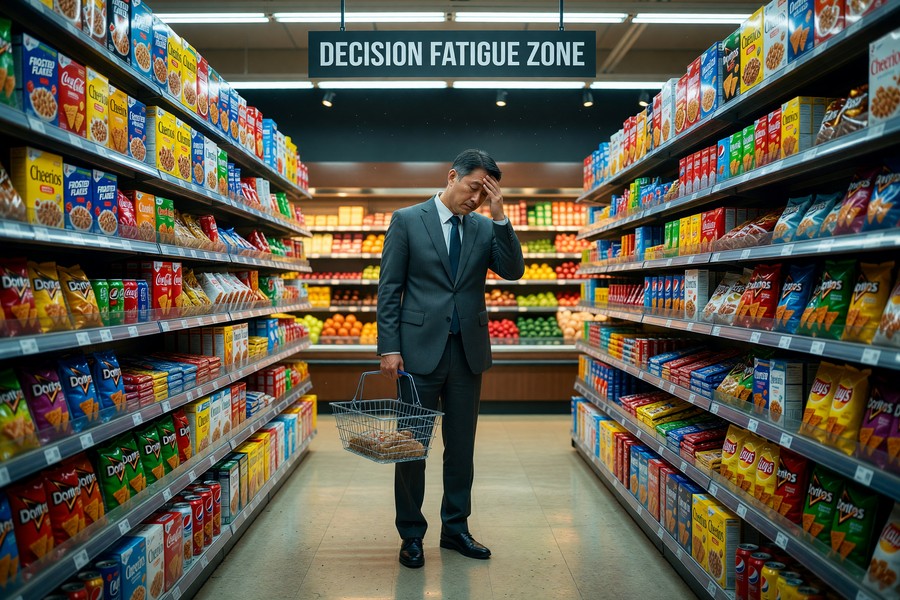 Brain diagram showing dopamine reward pathway triggered by impulse purchase decision