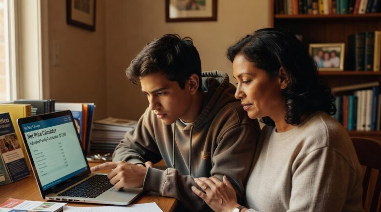 net price calculator college cost estimate family researching