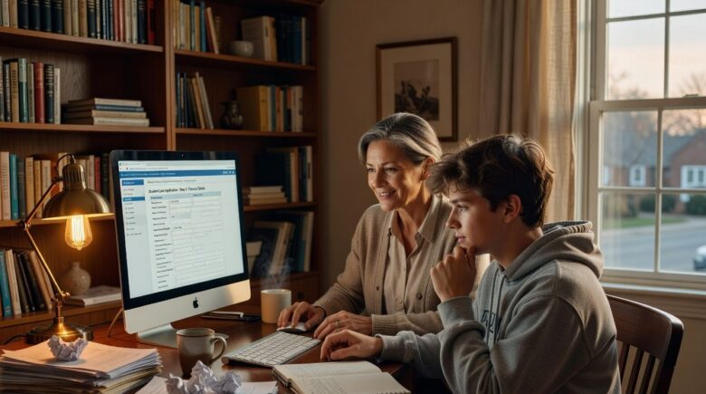 Parent helping college student with Direct PLUS loan application