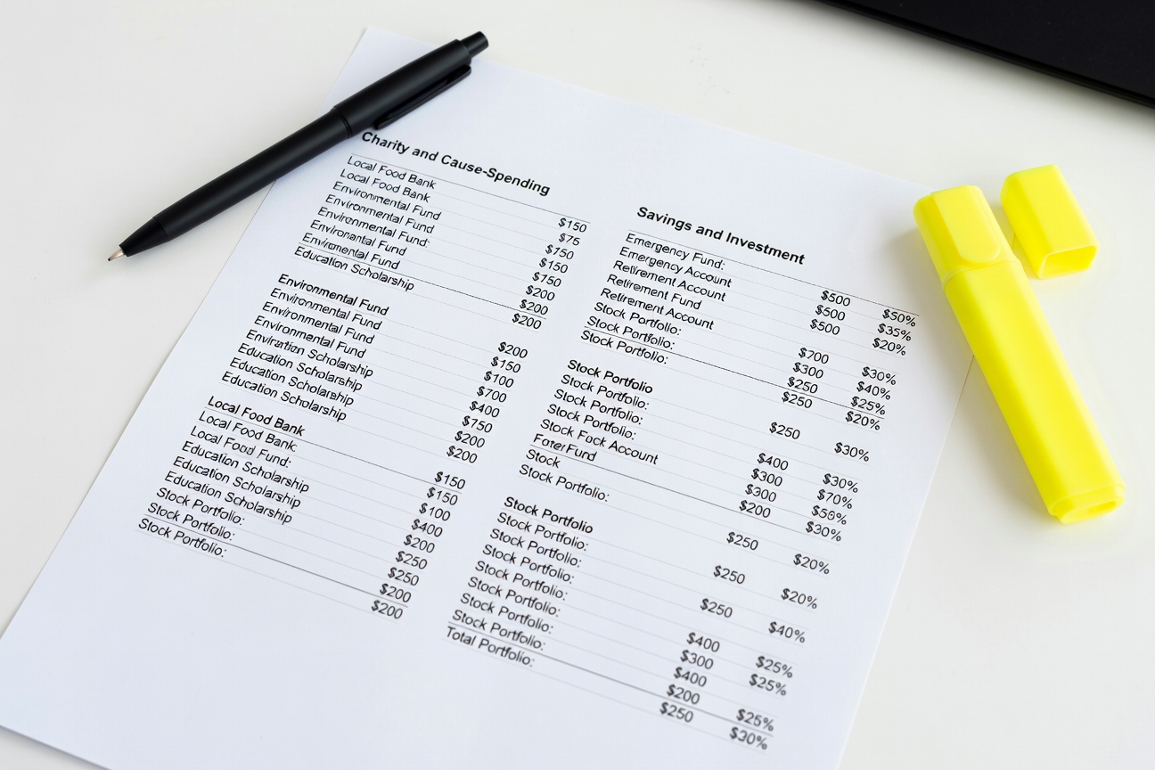 personal budget charity cause-related spending category financial planning