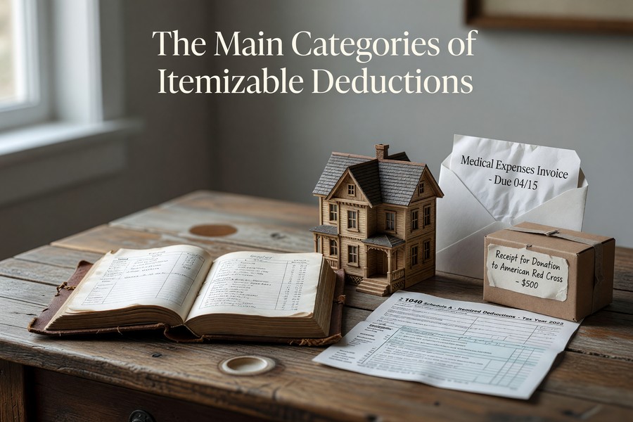 Diagram showing four itemizable deduction categories with dollar limits for 2024