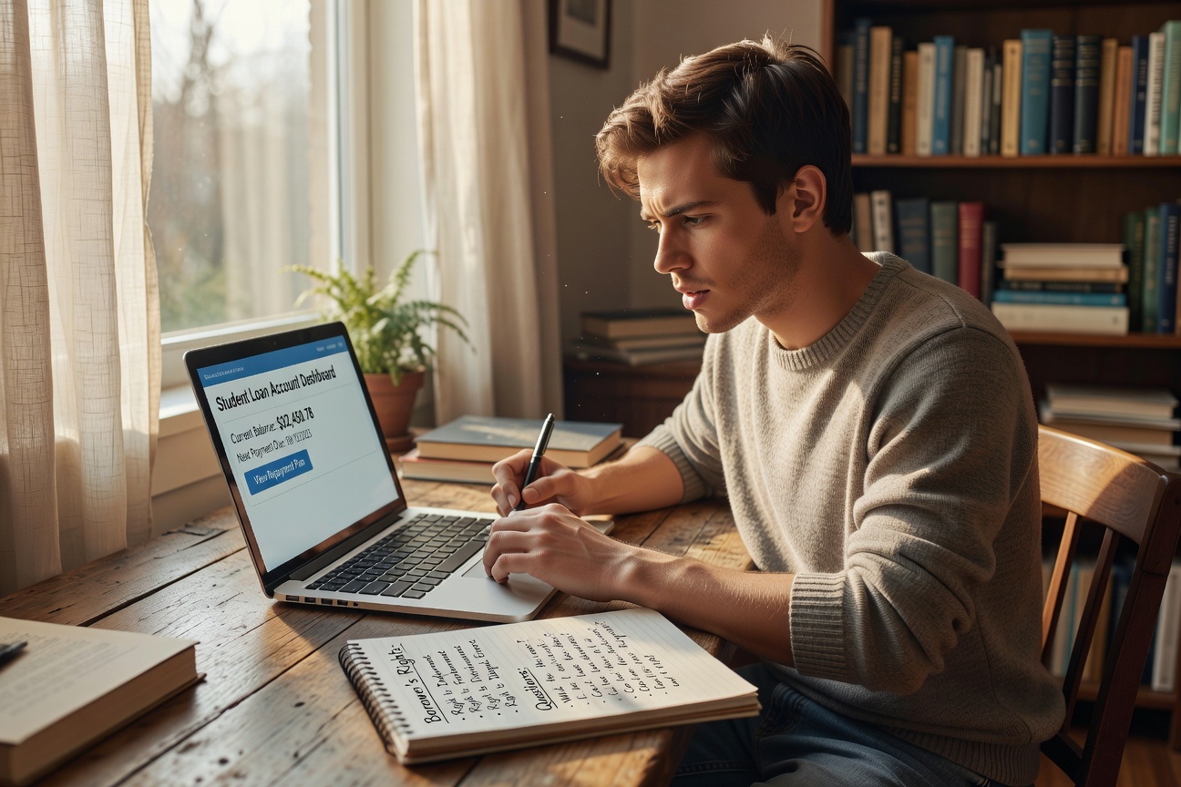 student loan borrower reviewing servicer account rights protections