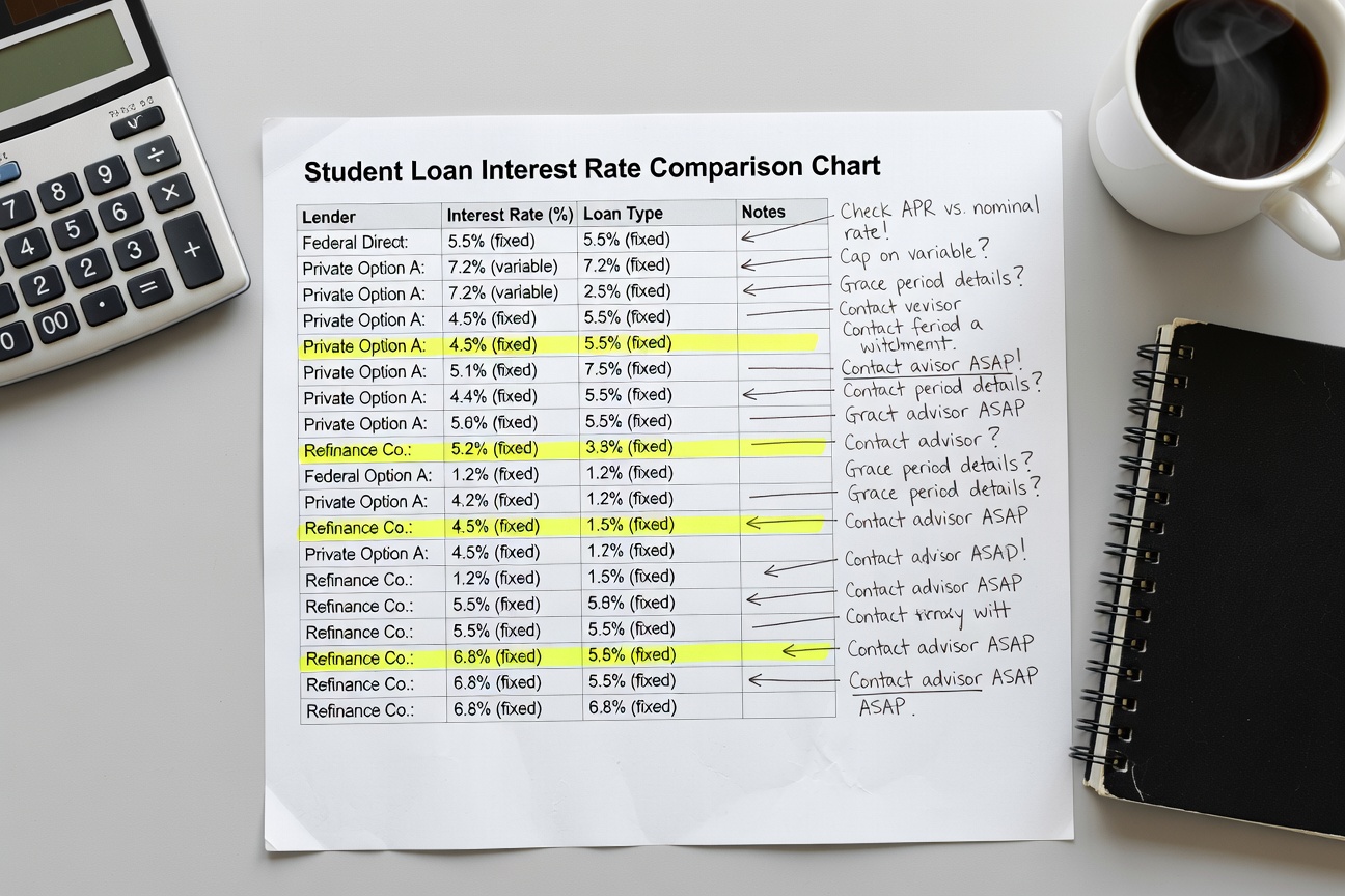 student loan interest rate comparison federal vs private