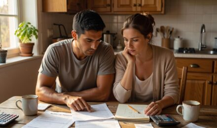 couple reviewing student loans and marriage finances together