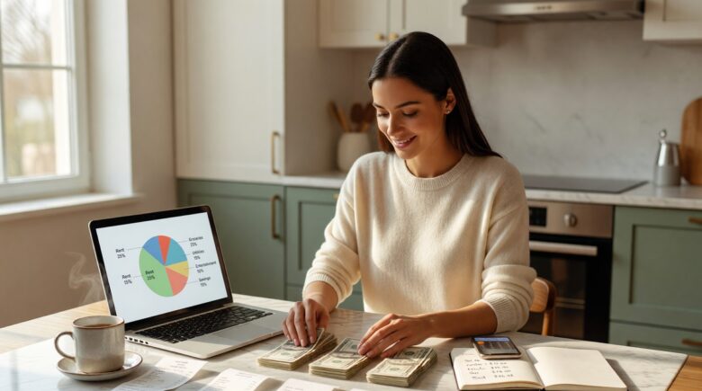 A pie chart illustrating the 50 30 20 rule for budgeting needs wants and savings