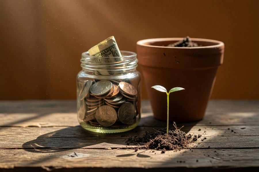 Pie chart showing 50% needs, 30% wants, and 20% savings budget breakdown