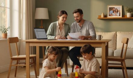 Parent and child reviewing child tax credit eligibility requirements at home