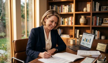 Person reviewing donor-advised fund tax deduction strategy with financial documents and calculator