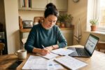 Person reviewing budget and financial plan to recover after a major life setback