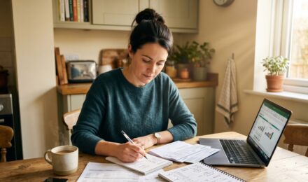 Person reviewing budget and financial plan to recover after a major life setback