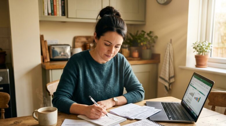 Person reviewing budget and financial plan to recover after a major life setback