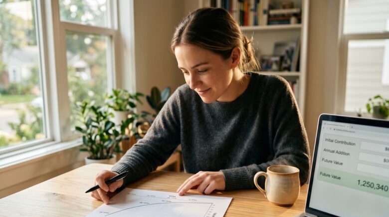 Graph showing compound interest growth over time compared to simple interest