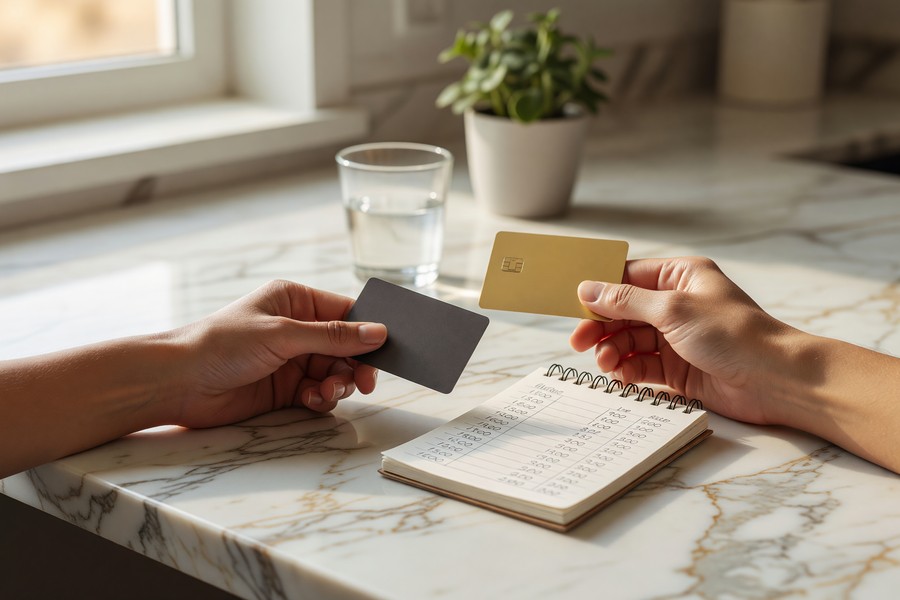 Side-by-side comparison chart showing balance transfer payoff versus minimum payment payoff over 24 months