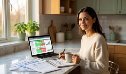 Person reviewing monthly bills on a laptop while planning ways to cut expenses and save money