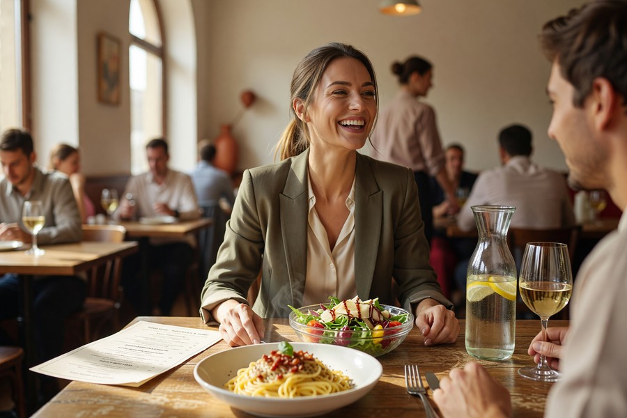 Weekly meal plan and grocery list laid out on a kitchen counter