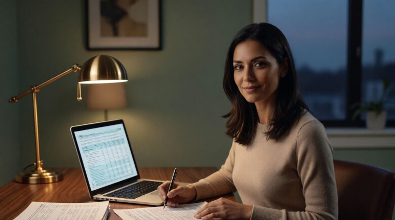 Person reviewing tax documents and financial records to reduce taxable income before the filing deadline