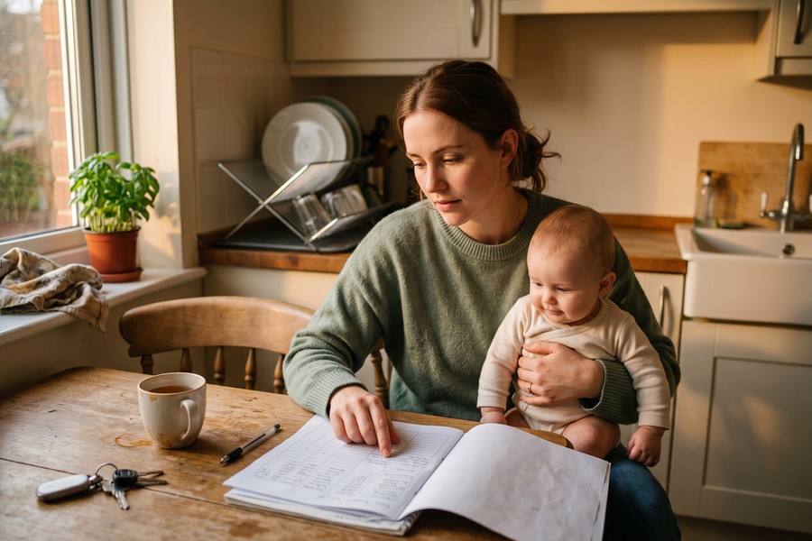 Person comparing auto loan offers on a laptop at a desk with paperwork nearby