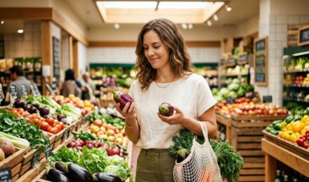 Person saving money on groceries while shopping at a supermarket