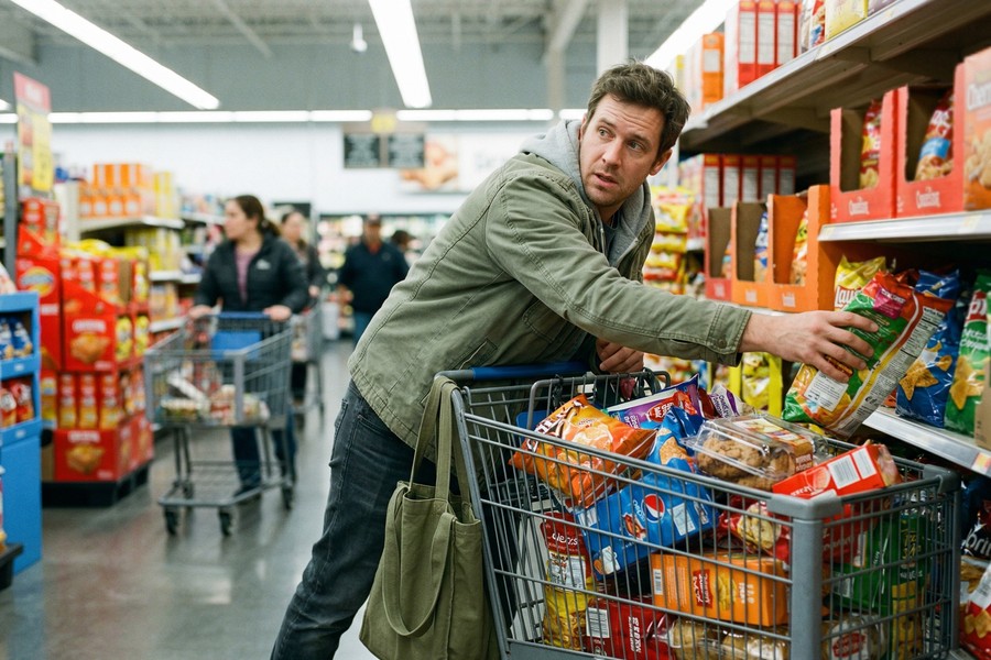 Grocery store perimeter layout showing produce and dairy sections highlighted