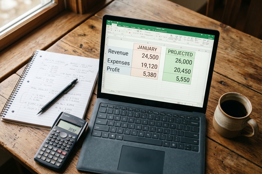 Screenshot of a net worth tracking spreadsheet showing assets, liabilities, and monthly trend line