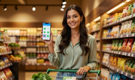 Person using a cashback app on their smartphone while shopping to maximize everyday savings