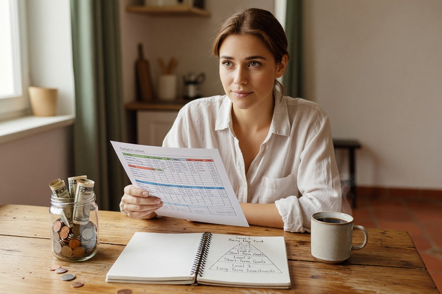 Person scanning a grocery receipt with a smartphone next to a shopping bag on a kitchen counter