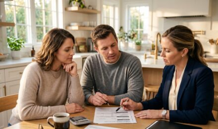 Homebuyer reviewing mortgage points options with a lender at a desk