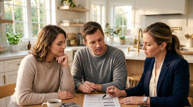 Homebuyer reviewing mortgage points options with a lender at a desk