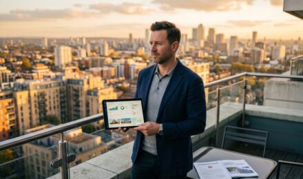 Side-by-side comparison of REITs vs rental property investment options with real estate icons and financial charts