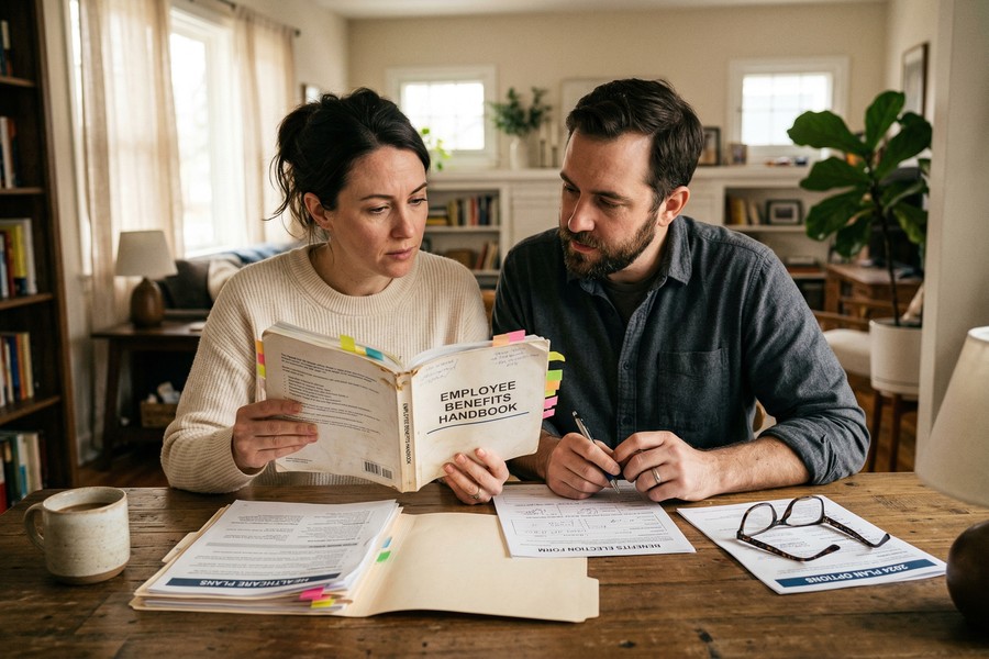 Infographic showing self-employed health insurance deduction flow on IRS Schedule 1