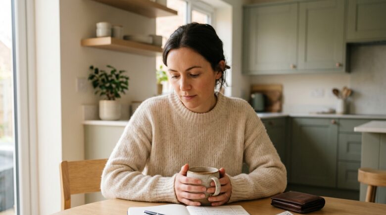 Person reviewing budget and cutting expenses during a spending freeze challenge