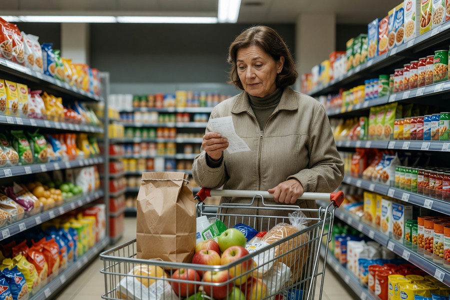 Household grocery budget chart showing monthly savings from loyalty program stacking strategy