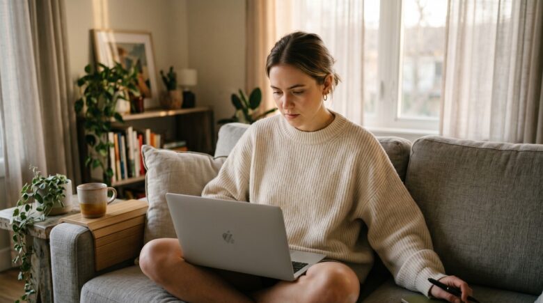 Person reviewing monthly subscriptions on a laptop to find and cancel forgotten services for subscription audit savings