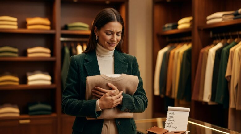 Person reviewing budget worksheet to separate wants vs needs spending