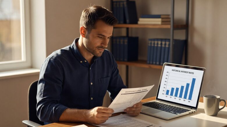Person reviewing personal loan interest rates on a laptop with financial documents nearby