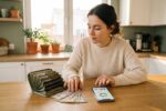 Person comparing cash stuffing envelopes and a digital budgeting app on a smartphone