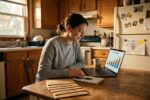 Single-income household couple reviewing budget and savings plan to build a 6-month emergency fund