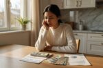 Person weighing options between emergency fund savings jar and investment growth chart